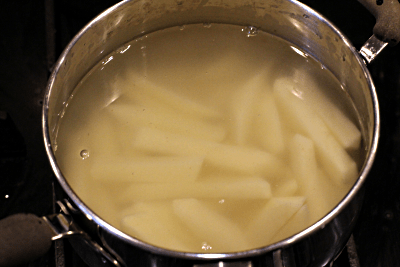 Water after swirling to remove starch