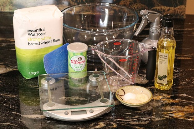 All that is needed to make a loaf of bread ... except a baking tray