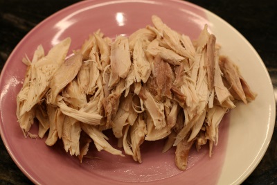 Chicken shredded and ready for pho ga