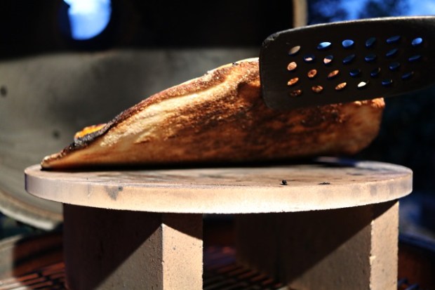 Checking the base is cooked .. yep!