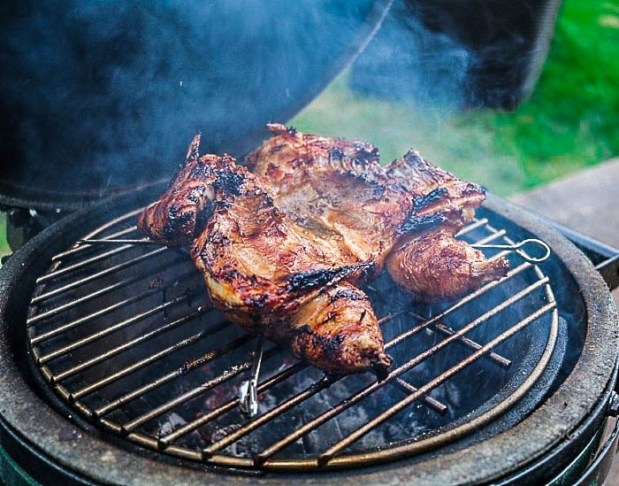 Flip the chicken for two minutes to crisp the skin