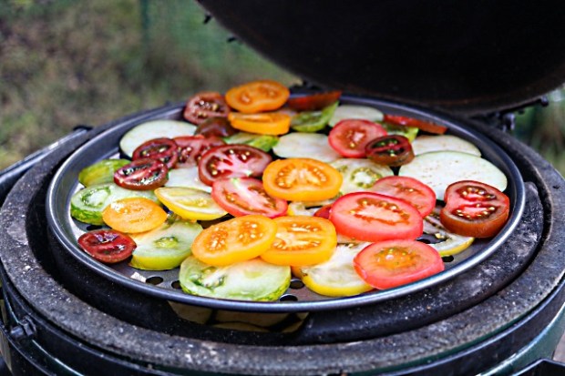 ... and top layer of sliced heritage tomatoes