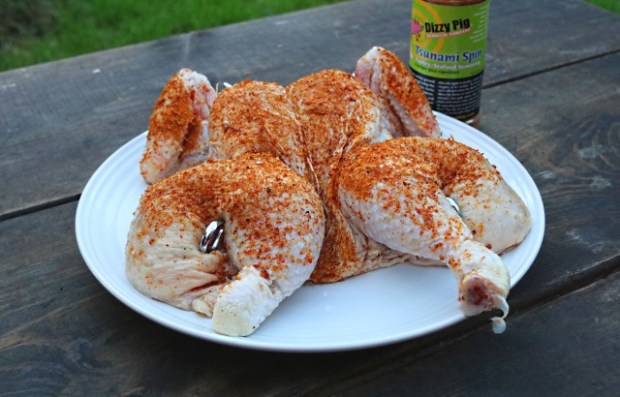 Chicken coated with Dizzy Pig Tsunami Spin prior to cooking