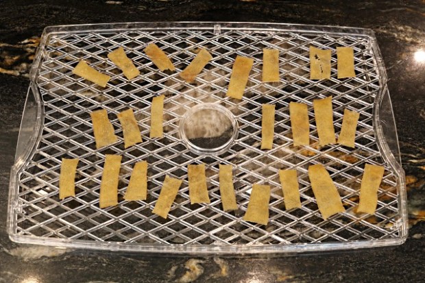 The same tray after dehydrating the pork skin