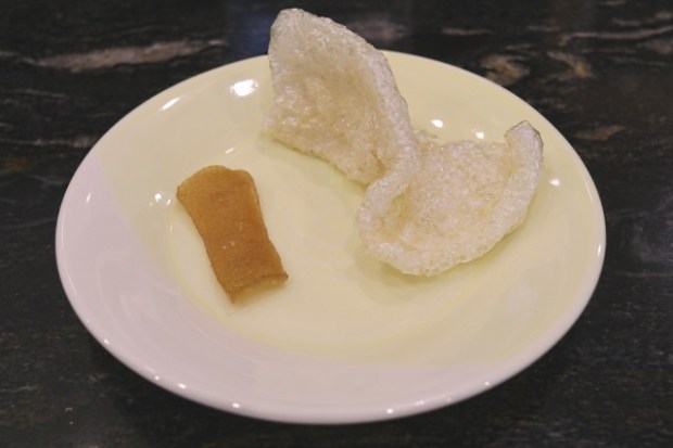 The dehydrated pork skin expands when fried to create Chicharron