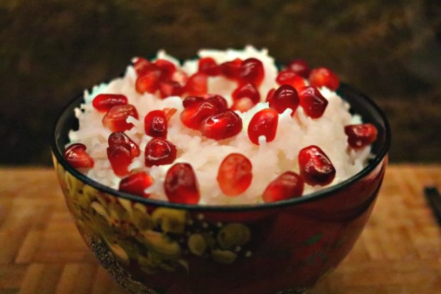 Rice with pomegranate seeds