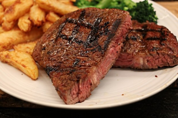 Clear and precise sear marks on the crust of the steak