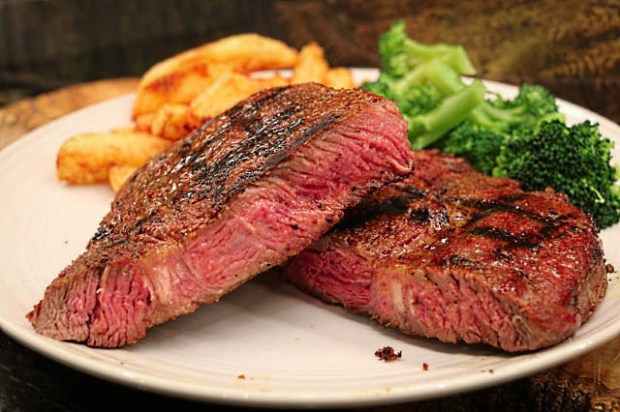 Rib-eye steak cooked in the sous vide with even level of done