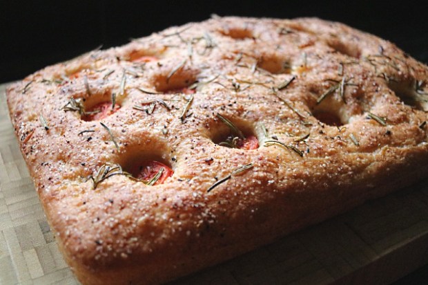 Focaccia cooked and cooling before dinner