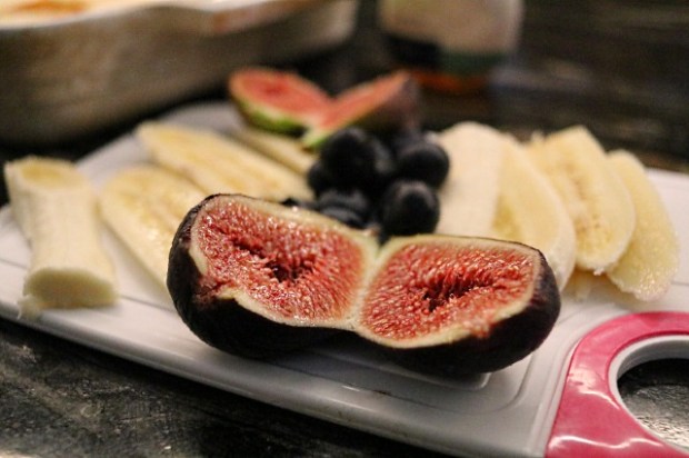 Fig, banana and blueberries