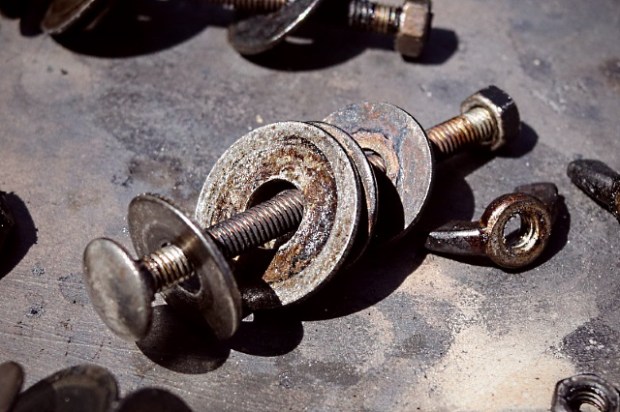 Bolts clogged up with detritus from food cooking overhead