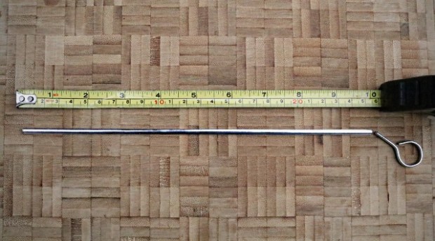 Skewer trimmed to 10 inches with the head removed