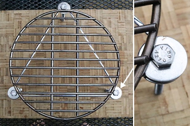 Completed support framework with top grid sitting snugly between the bolts