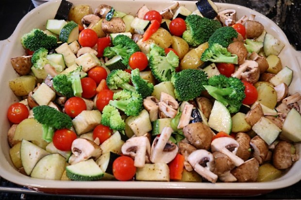 Brightly coloured vegetables ready to be cooked