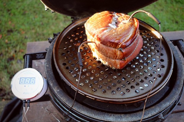 Smoking a gammon joint in a Big Green Egg