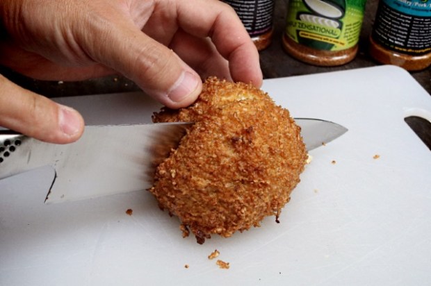 Cut swiftly and carefully with a sharp knife