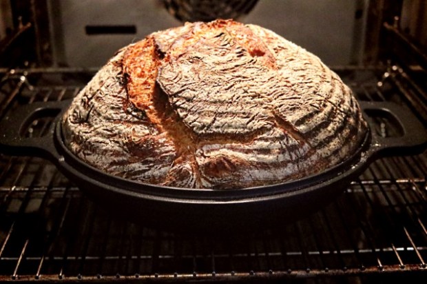 Dutch oven base removed to finish off the bake