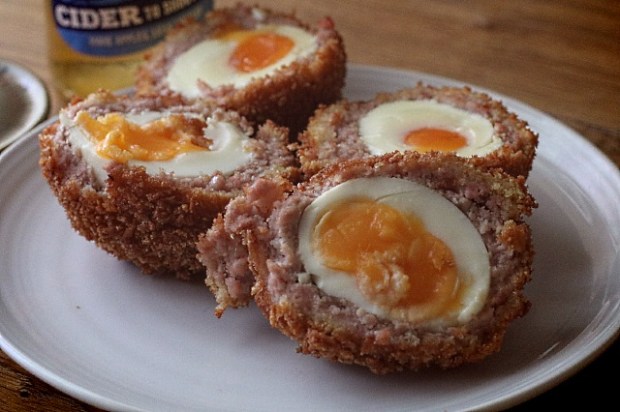 Plated and ready with some Orchard Pig cider and dipping sauce