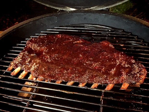 Final cooking stage with the BBQ sauce applied