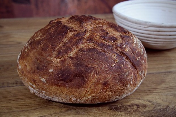 Freshly baked loaf cooled from the oven