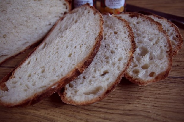 Soft bread cut and ready to be toasted for breakfast