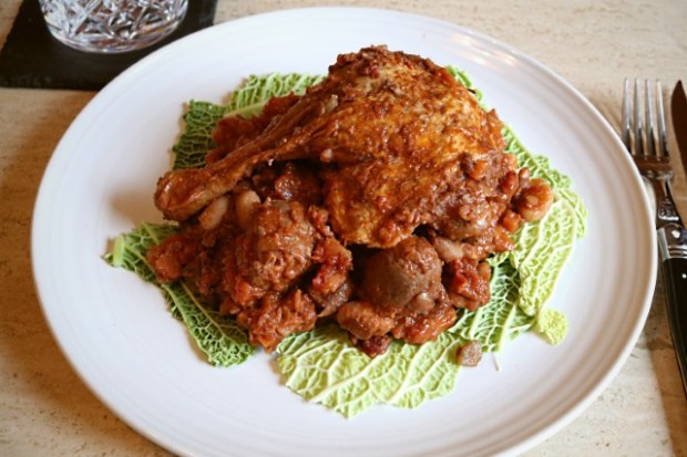 Moroccan cassoulet served with cabbage