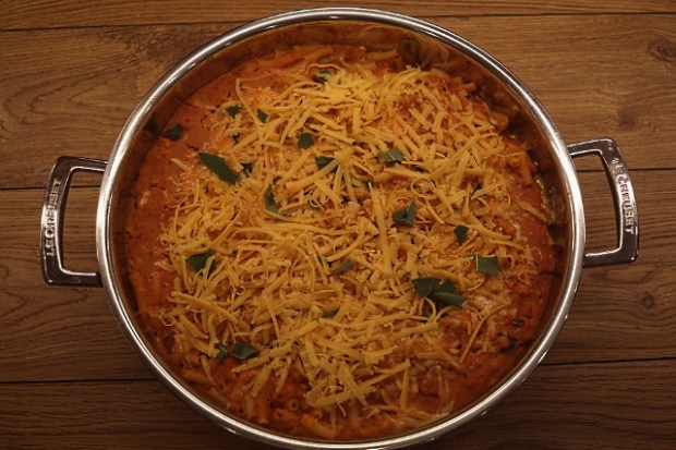 Cheese and chopped sage added ready to go into the oven