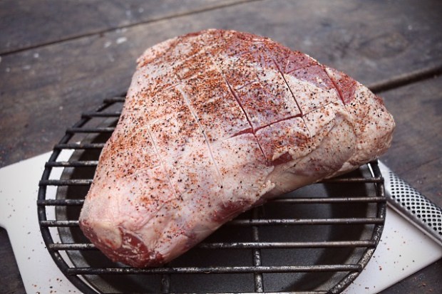 Cross hatch cut, salt and pepper added