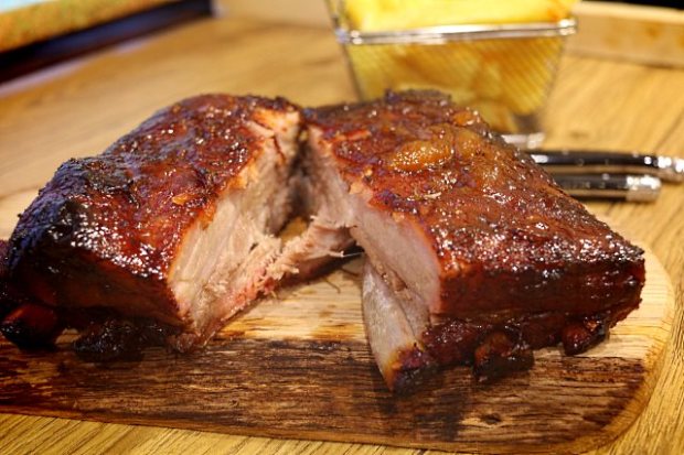 Apricot preserve and maple syrup glazed pork