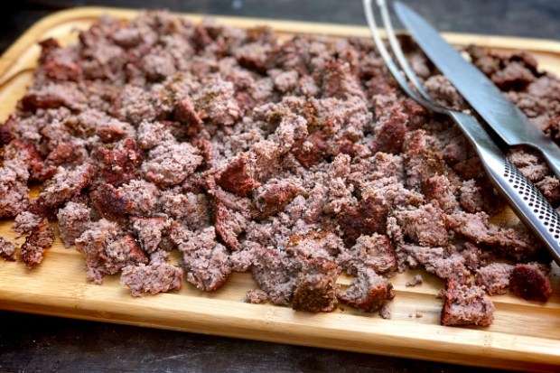 Chopped and ready to be added back into the chili