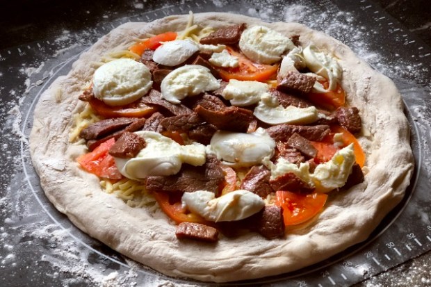 Pizza prepped and ready to cook