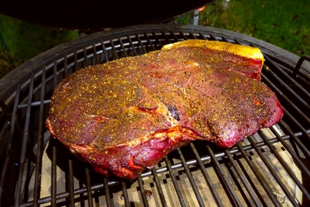 The same steak just before wrapping ready to be seared