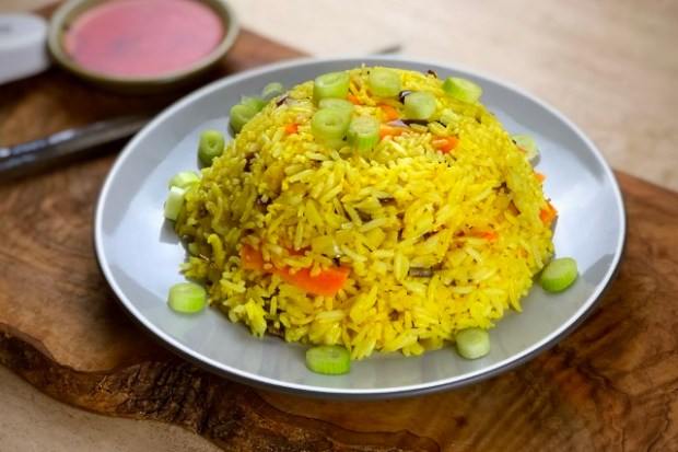 Sweet Thai chili and turmeric rice served