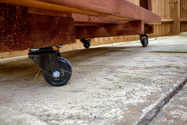 Casters make it easy to move the table around