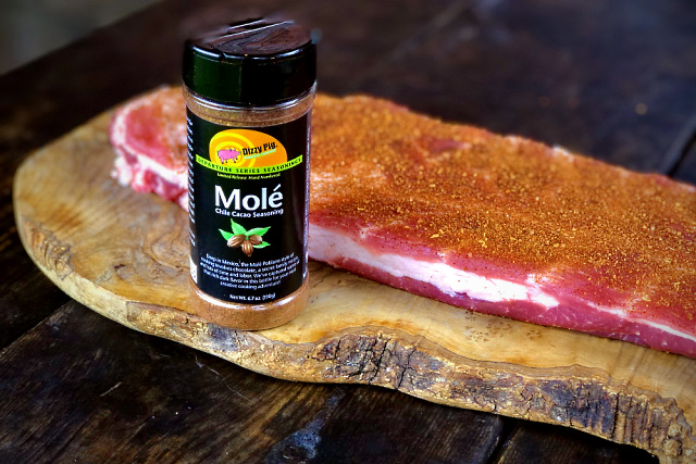 Rubbed with the Dizzy Pig Mole rub ready to smoke