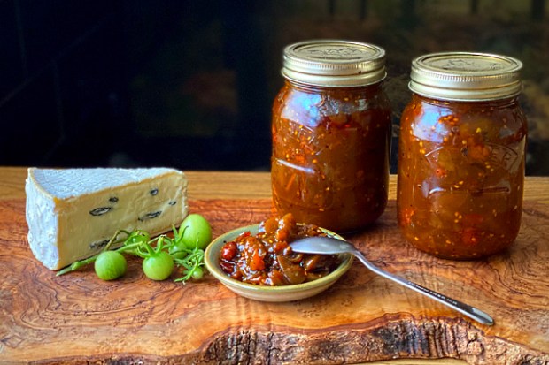 Green tomato and tamarind chutney ready to enjoy