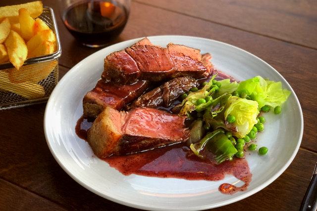 Sous vide cote de boeuf plated and ready to eat