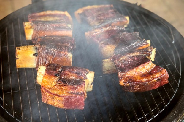 After three hours of smoking over cherry